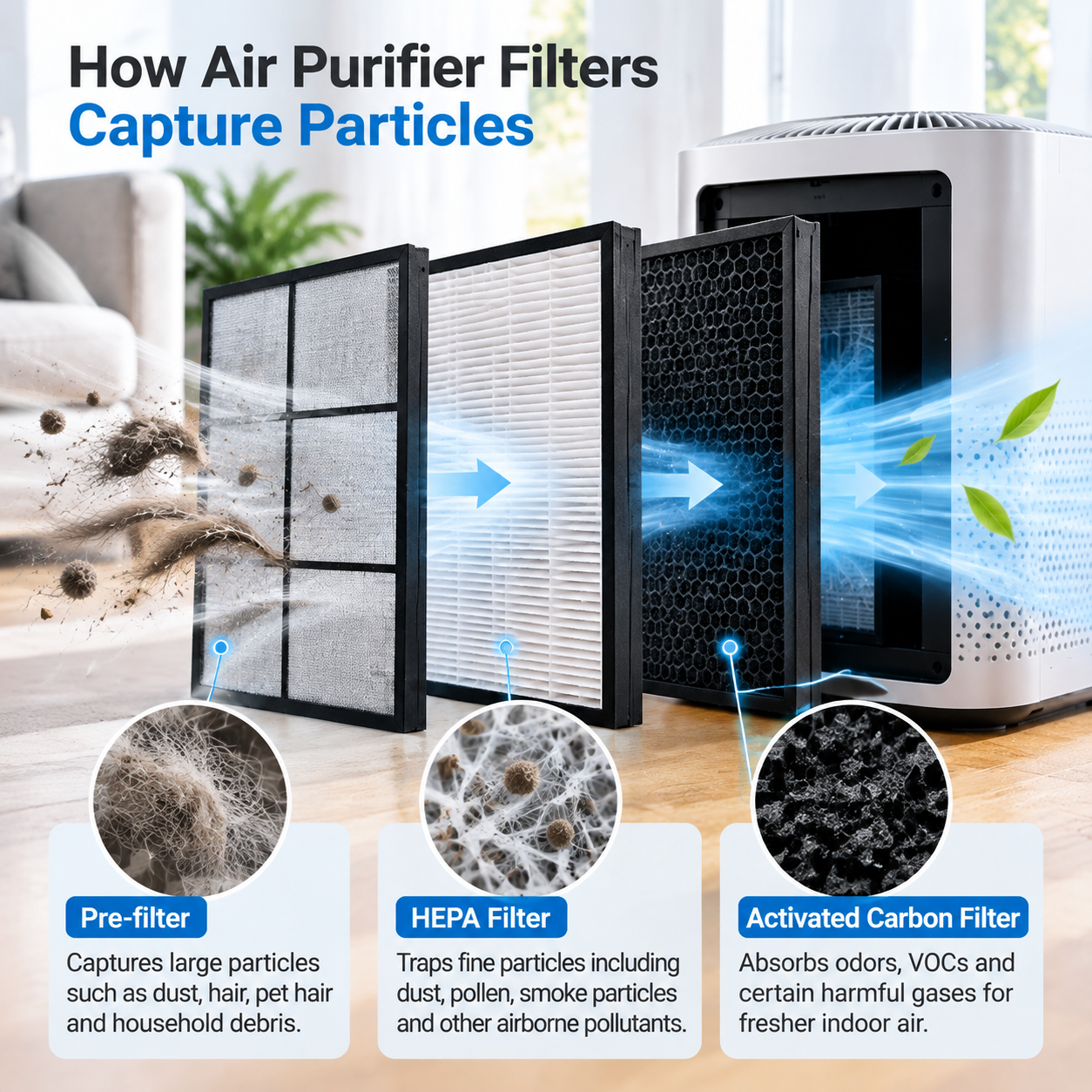 how air purifier filters capture particles 空気清浄機のフィルターが粒子を捕捉する仕組み
