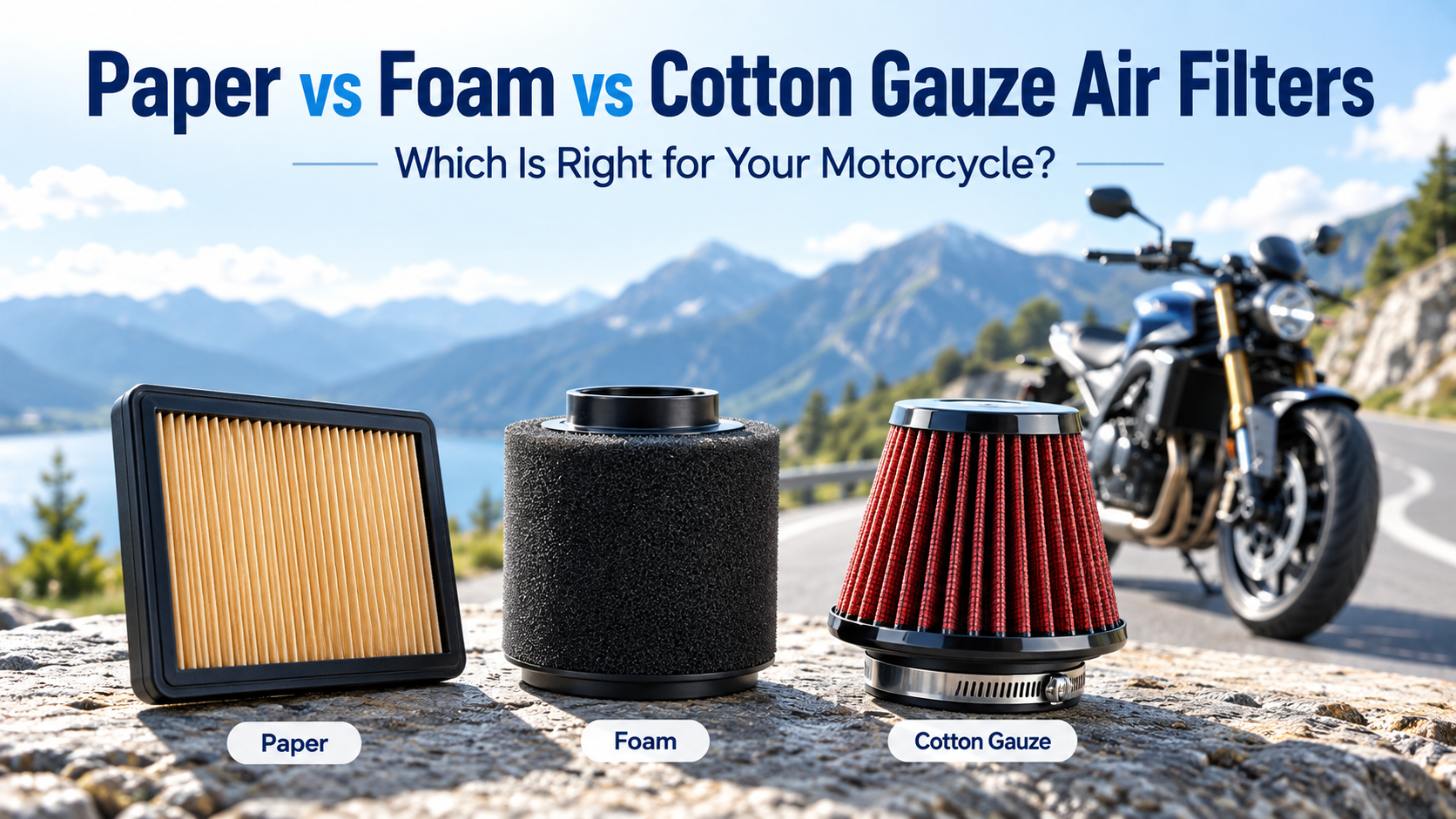 Paper vs Foam vs Cotton Gauze Motorcycle Air Filters 紙 vs フォーム vs 綿ガーゼ バイク用エアフィルター