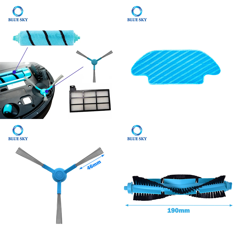 Conga 4090 ロボット掃除機用メインブラシサイドブラシフィルターモップパッド交換スペアパーツ
