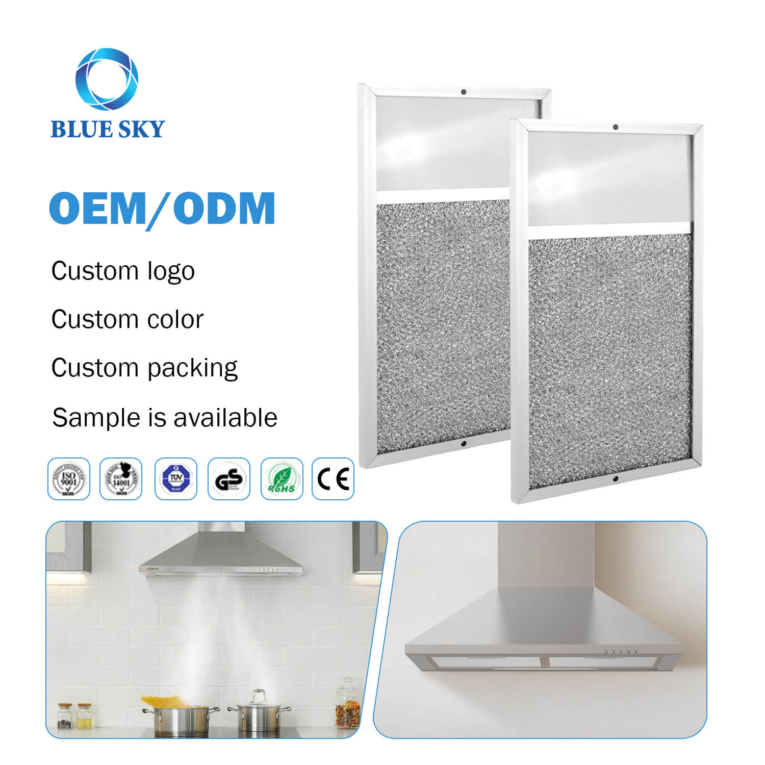 Sr610027 卸売調理レンジフードフィルターグリースフィルター、Broann 用アルミメッシュグリースレンズレンジフードフィルター R610027