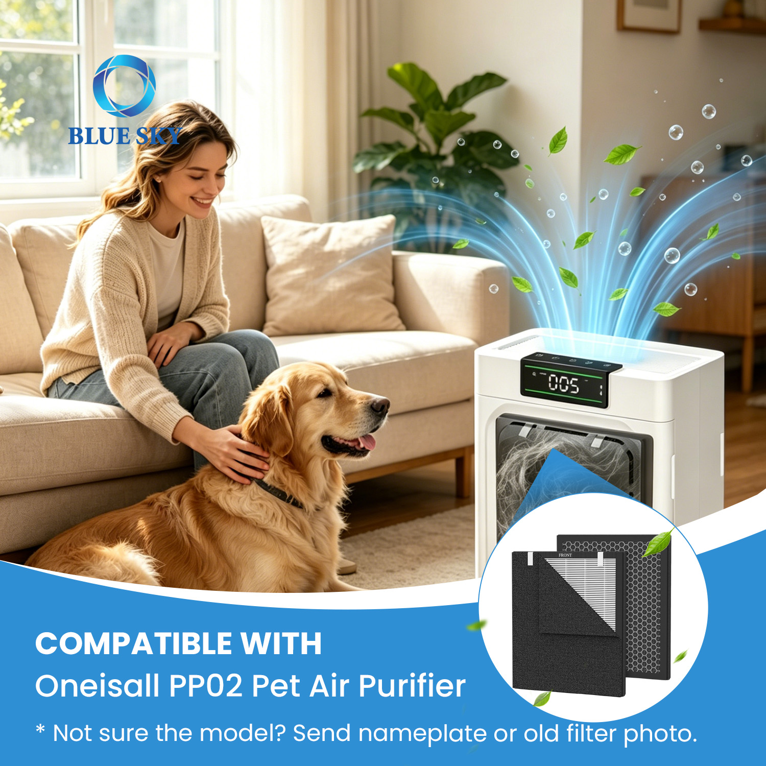 H13 HEPA 活性炭ペット空気清浄機フィルター交換用 Oneisall PP02 と互換性あり