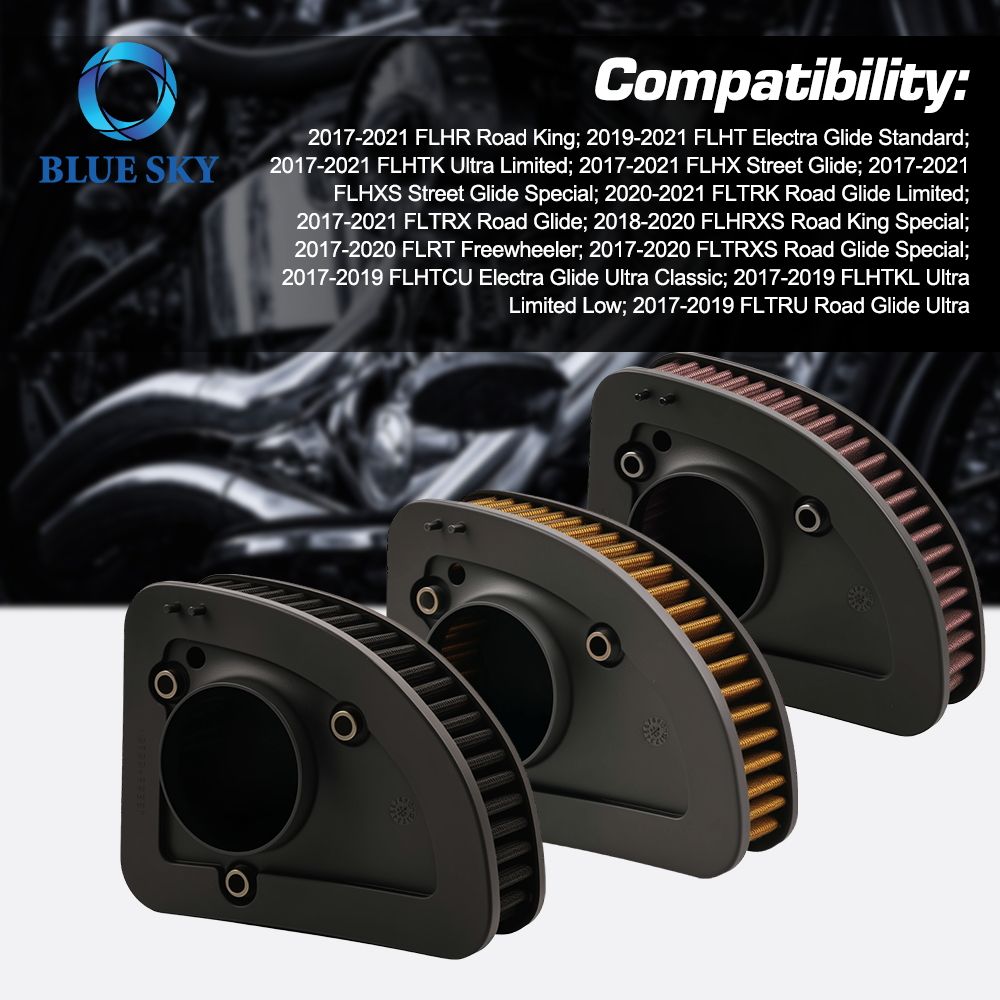 カスタマイズ可能な高エアフローエンジンエアフィルター HD-1717 29400212 交換用ハーレーツーリングストリートグライド 2017-2023