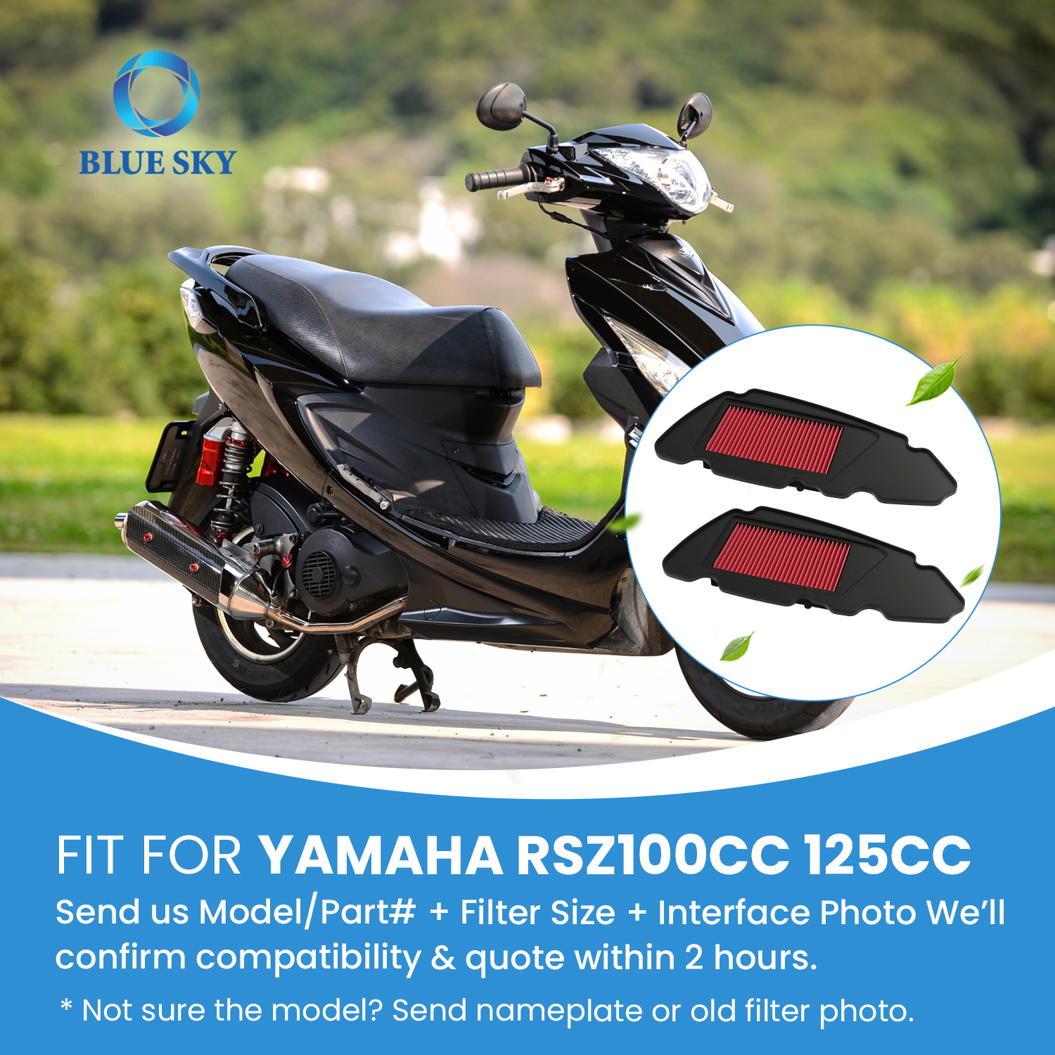 再利用可能な高流量オートバイエアフィルター A417 ヤマハ RSZ 100cc インテーククリーナー交換カスタマイズ可能