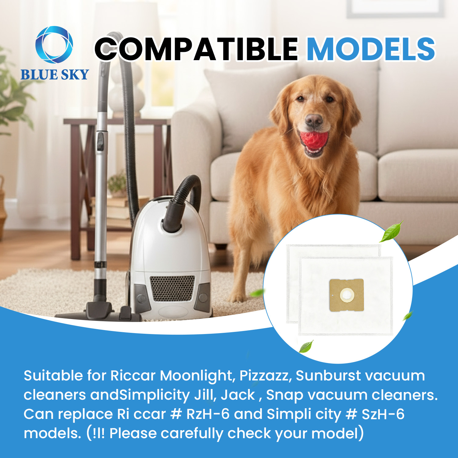 HEPA タイプ Z 真空バッグ交換用フィット Moonlight Pizzazz Sunburst Jill Jack Snap と互換性 RZH-6 SZH-6