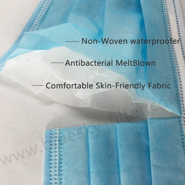 防塵機能使い捨て不織布メルトブロー抗菌3層フェイスマスク
