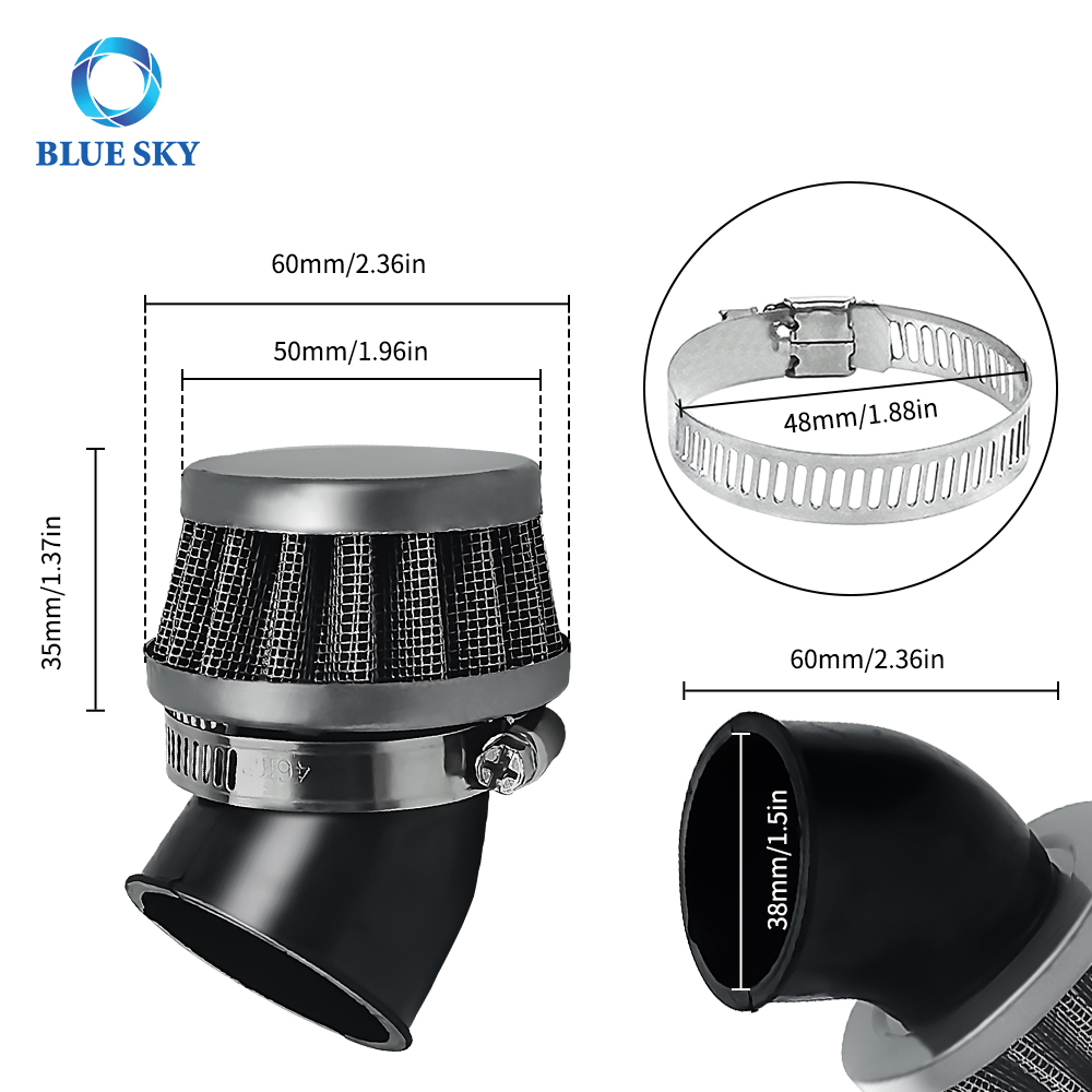 38mm オートバイエアフィルターベンドエルボ自動フィルター交換