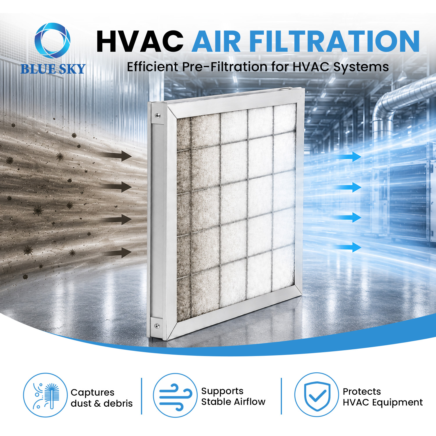 HVAC用アルミフレームフラットパネルプレフィルター